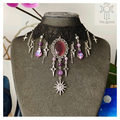 Kolia Baroque Shadows ametyst choker naszyjnik gwiazdy uleksyt