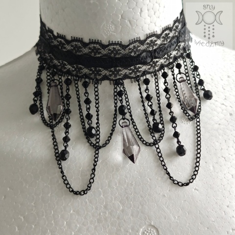 Kolia Lace Crystal kryształki goth gothic Kolia Lace Crystal kryształki goth gothic