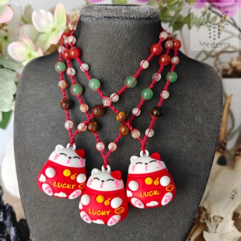 Lucky Cat kot na szczęście i dobrobyt cytryn awenturyn tygrysie oko karneol makrama Makramowy naszyjnik Lucky Cat kot na szczęście i dobrobyt cytryn awenturyn tygrysie oko karneol makrama Makramowy naszyjnik