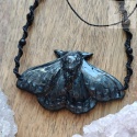 Naszyjnik Duża Ćma Czarna onyks moth makrama