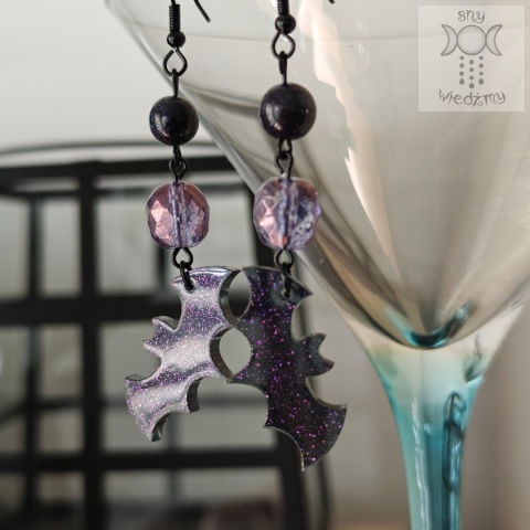Kolczyki Glitter Bat noc Kairu nietoperze Halloween żywica Kolczyki Glitter Bat noc Kairu nietoperze Halloween żywica