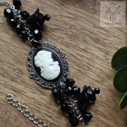 Bransoletka Classic Cameo kamea medalion kryształki koraliki goth gothic