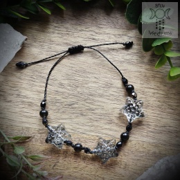 Bransoletka Crystal Star obsydian srebrzysty gwiazdy gwiazdki