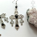 Kolczyki Onyxa Cross onyks krzyże kryształki stal