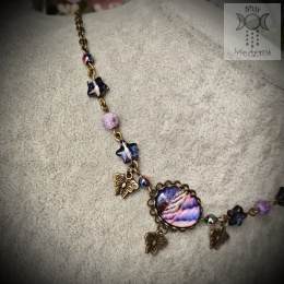 Choker Lavender Agat smoczy hematyt lawenda motyle ćmy braz