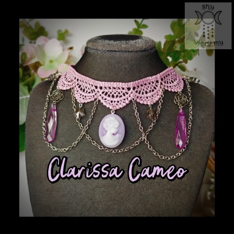 Choker kolia Clarissa Cameo kamea gwiazdy łańcuszki fiolet