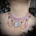 Choker kolia Clarissa Cameo kamea gwiazdy łańcuszki fiolet