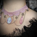 Choker kolia Clarissa Cameo kamea gwiazdy łańcuszki fiolet