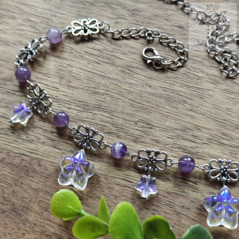 Filigranowy choker z gwiazdkami ametyst stars