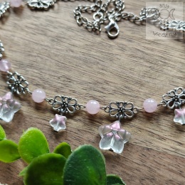 Filigranowy choker z gwiazdkami kwarc różowy stars