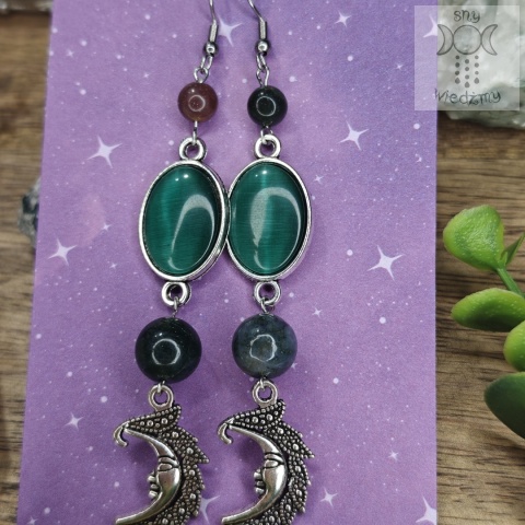 Kolczyki Fantasy Moon agat indyjski księżyc