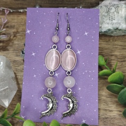 Kolczyki Fantasy Moon kwarc różowy księżyc