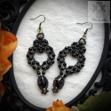 Kolczyki Satin Dark czarne brąz koraliki goth gothic beading