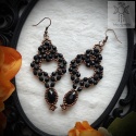 Kolczyki Satin Dark czarne miedź koraliki goth gothic beading
