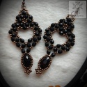 Kolczyki Satin Dark czarne miedź koraliki goth gothic beading