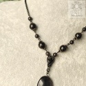 Naszyjnik Black Pearl Crystal kocie oko Bat nietoperz