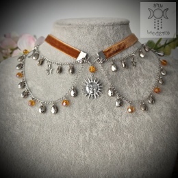 Naszyjnik Choker Vintage Sun stal kolia Whimsigoth witchy słońce