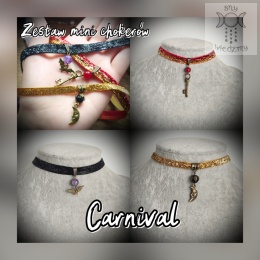 Zestaw mini chokerów Carnival księżyc nietoperz klucz witchy whimsigoth