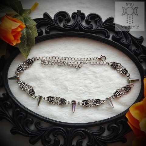 Choker Crystal Spike raibow ćwieki kolce kły
