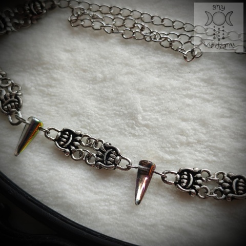 Choker Crystal Spike raibow ćwieki kolce kły