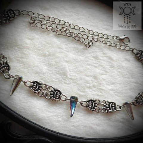 Choker Crystal Spike raibow ćwieki kolce kły