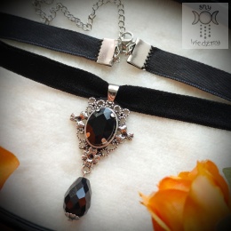 Choker Dynasty Czarny kryształki goth