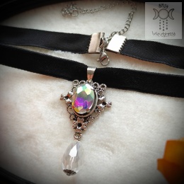 Choker Dynasty Kryształowy kryształki goth