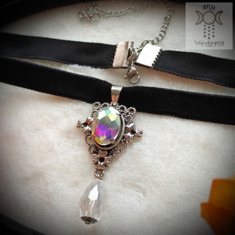Choker Dynasty Kryształowy kryształki goth