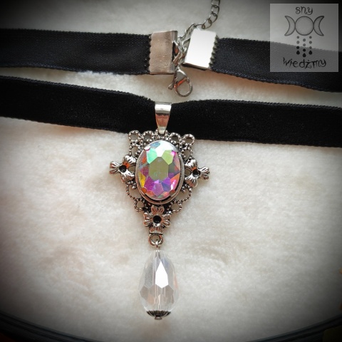 Choker Dynasty Kryształowy kryształki goth