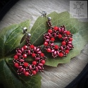 Kolczyki Aura czerwone stal sztyfty gwiazda star beading