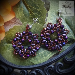 Kolczyki Aura fioletowe stal sztyfty gwiazda star beading