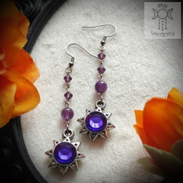 Kolczyki Crystal Sun Amethyst ametyst słońce
