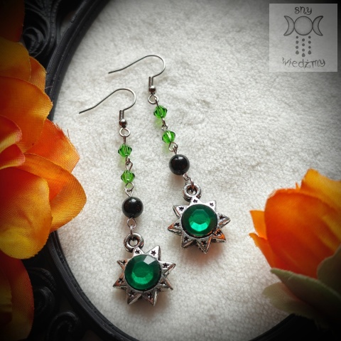 Kolczyki Crystal Sun Emerald szmaragd nilu słońce