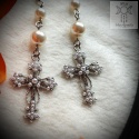 Kolczyki Pearl Cross perełki krzyż