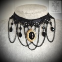 Kolia Dark Locket choker koronka kryształki sekretnik goth gothic