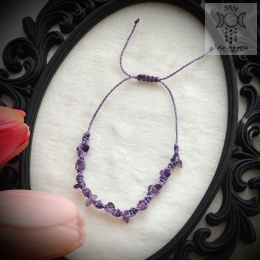 Makramowa bransoletka 10 kamieni ametyst amulet witch makrama
