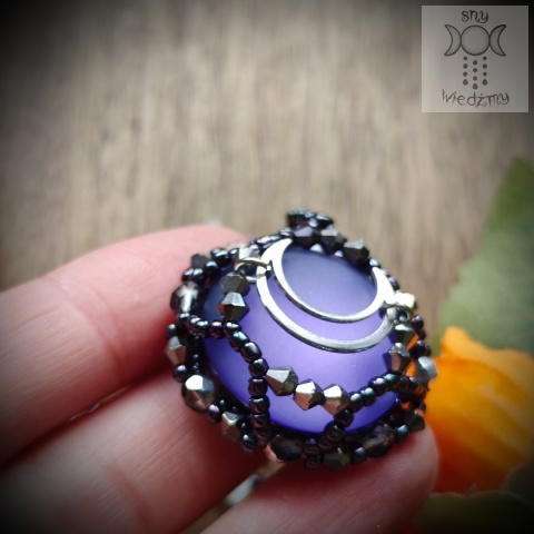 Naszyjnik Velvet Luna kamień księżycowy fioletowy księżyc beading