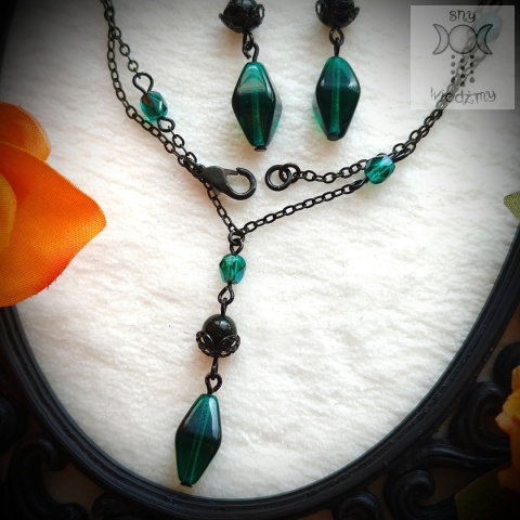 Zestaw Biżuterii Emeraldine szmaragd Nilu Dark